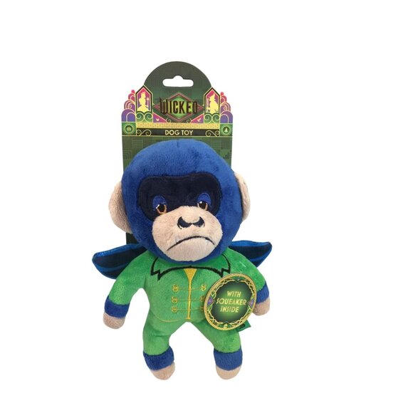WICKED Flying Monkey 9" Plush Squeak Dog Toy Blue Green - Picture 1 of 3